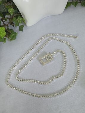 Silver with Rhinstones Glam Thin Belt